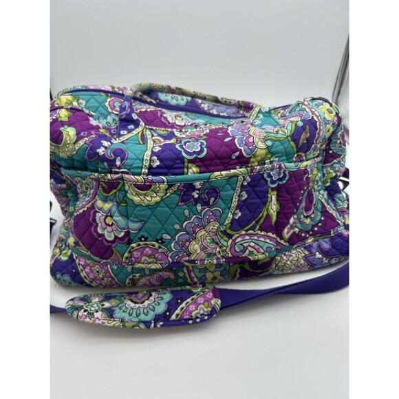 Vera Bradley Grand Traveler Heather Purple Paisley Weekender Large Overnight Bag - Picture 8 of 12